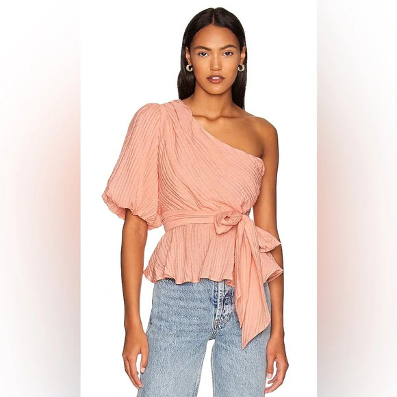 MINKPINK VERA ONE SHOULDER TOP - PINK, SMALL - Picture 1 of 7